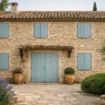 Bâtisse provençale en pierre aux volets bleus, gardiennage de résidence dans le Vaucluse